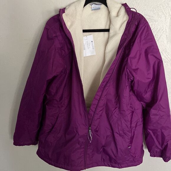 Columbia Wind jacket with lined with inner Sherpa Sz 1X purple Tags on - Picture 6 of 12